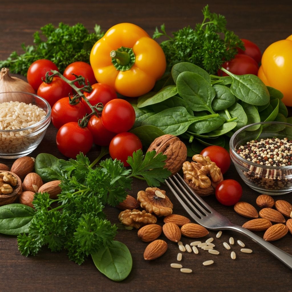 Balanced wholesome foods representing mature nutrition